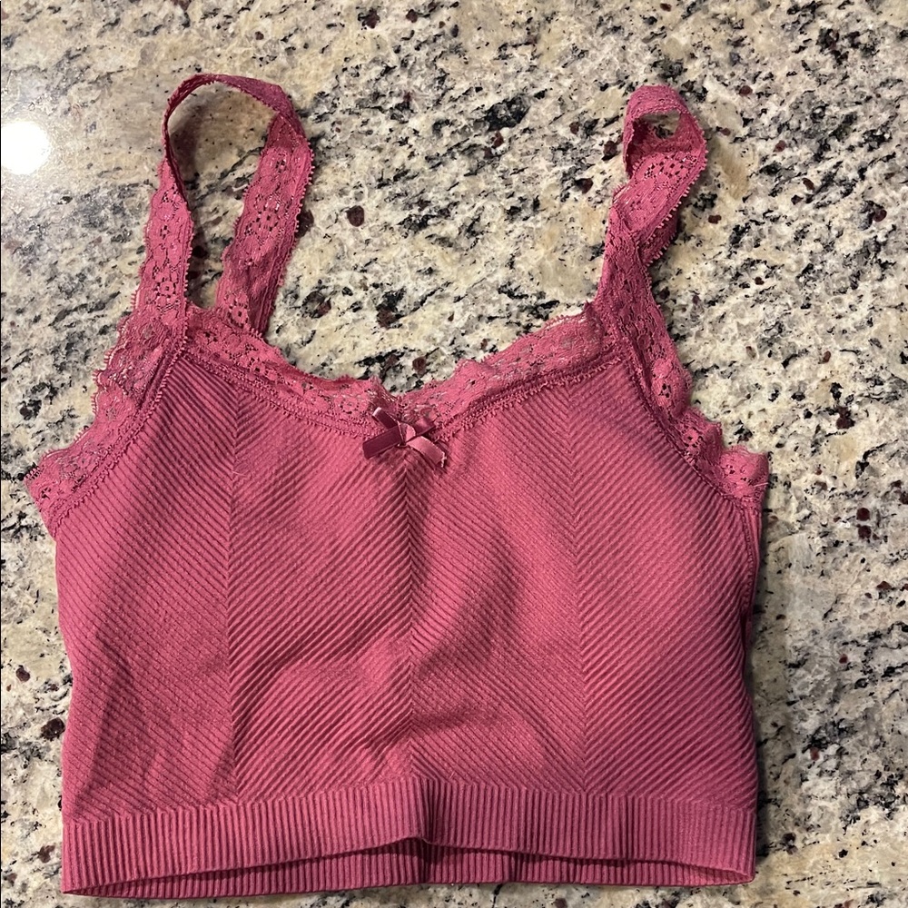 Altar'd State Mauve Lace Detail Top